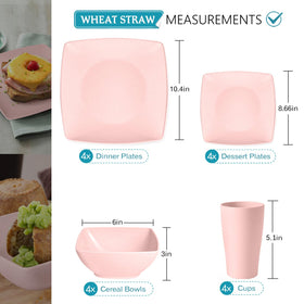 Teivio pink square salad plate – lightweight and stackable for compact storage.
