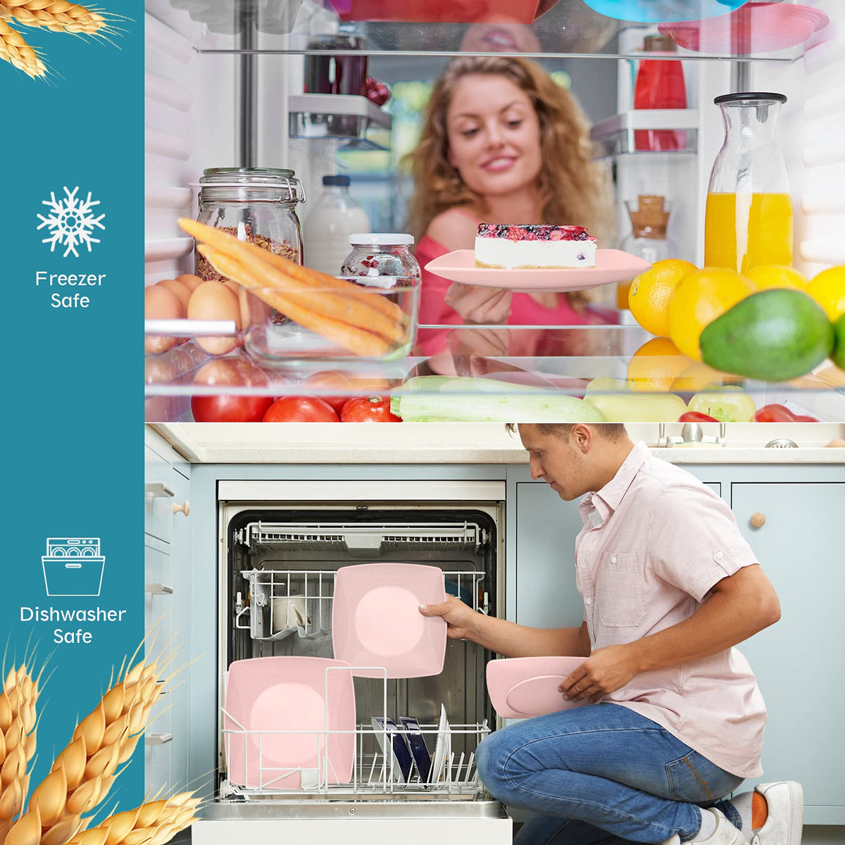 Teivio pink square tumbler – unbreakable and dishwasher safe for families.