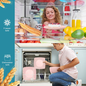 Teivio pink square tumbler – unbreakable and dishwasher safe for families.