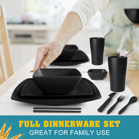 Teivio 88-piece square dinnerware set dipping sauce cups, neatly organizing condiments during meals.