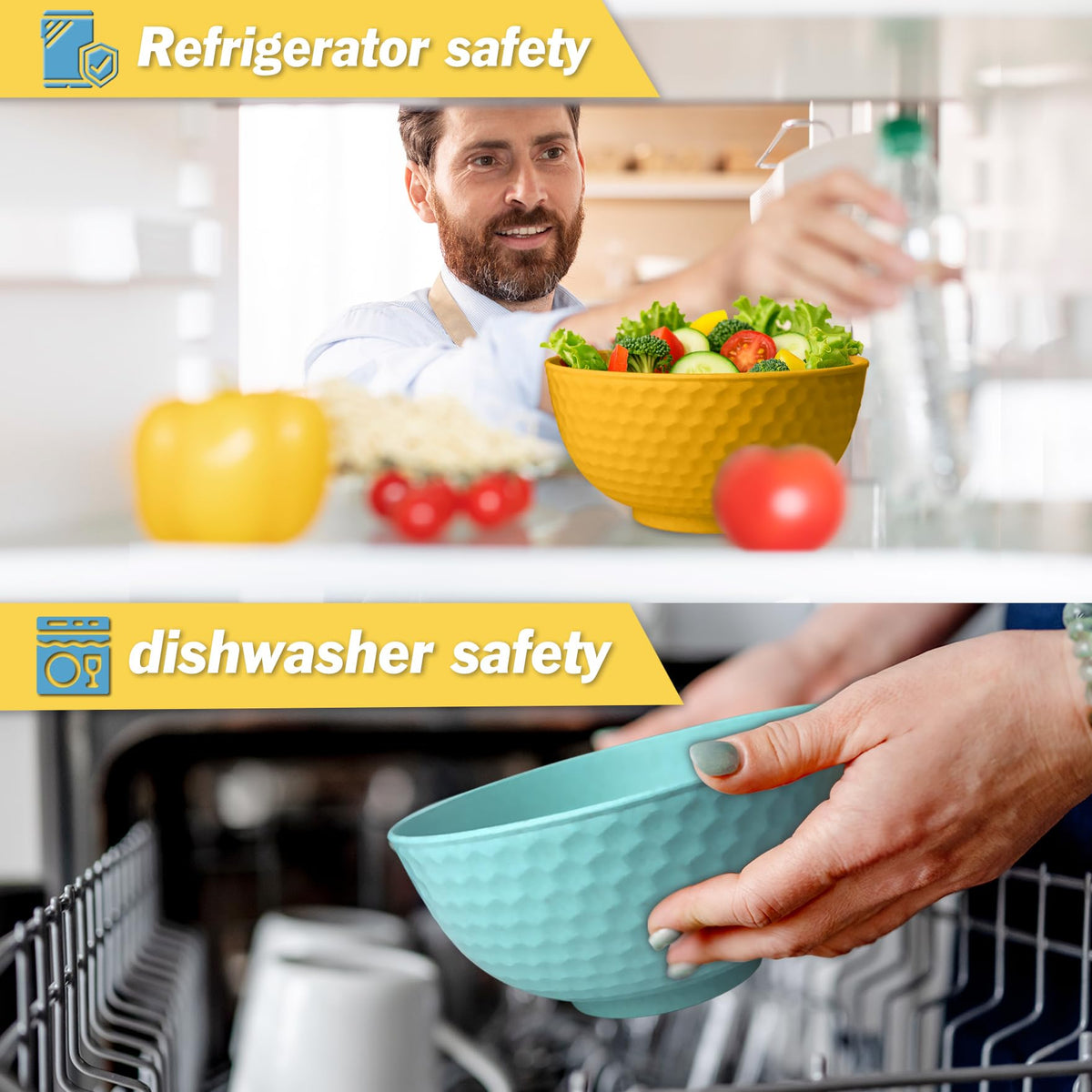 Teivio bowls are dishwasher-safe for easy cleaning at home