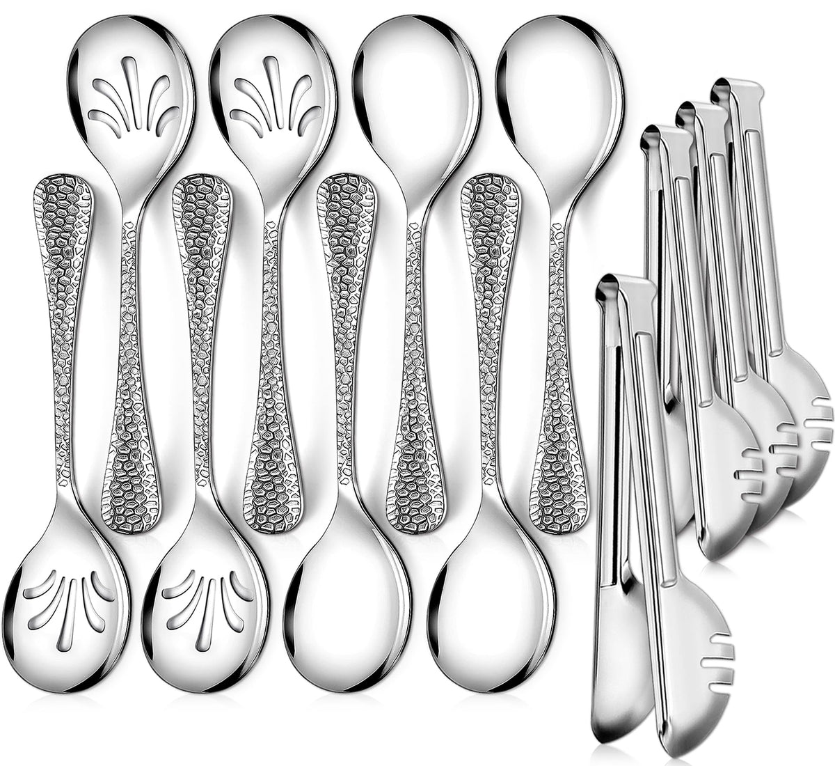 Teivio hammered serving spoons nine point eight inches for buffet portions
