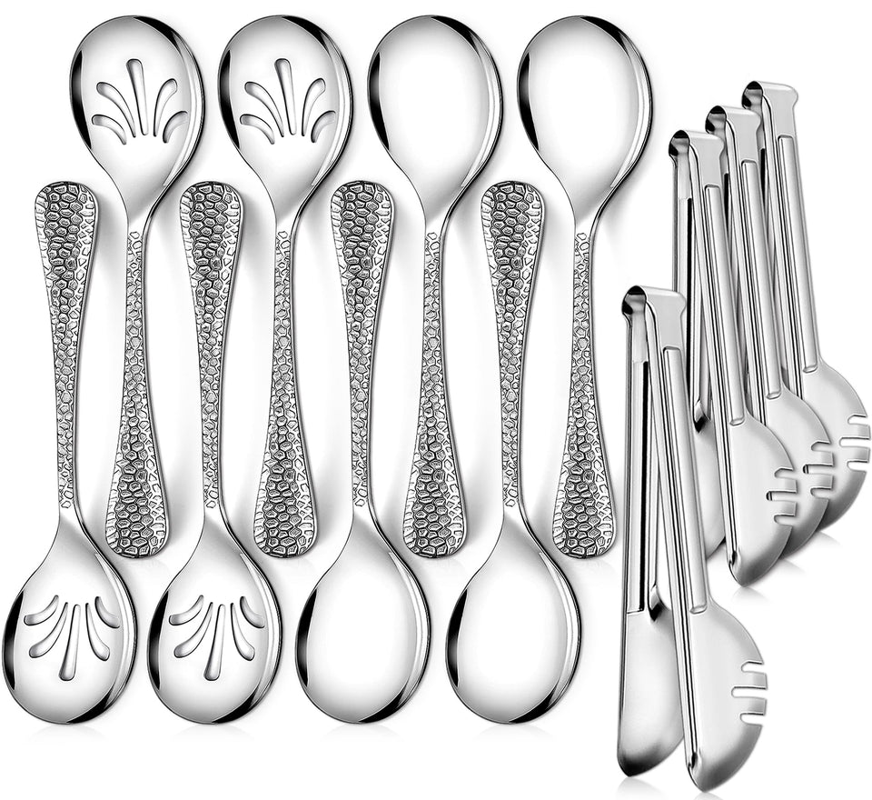 Teivio hammered serving spoons nine point eight inches for buffet portions