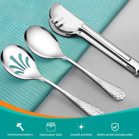Teivio hammered serving tongs nine point four inches for easy grabbing at parties