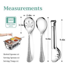 Teivio hammered stainless steel slotted spoons nine point eight inches for sauces