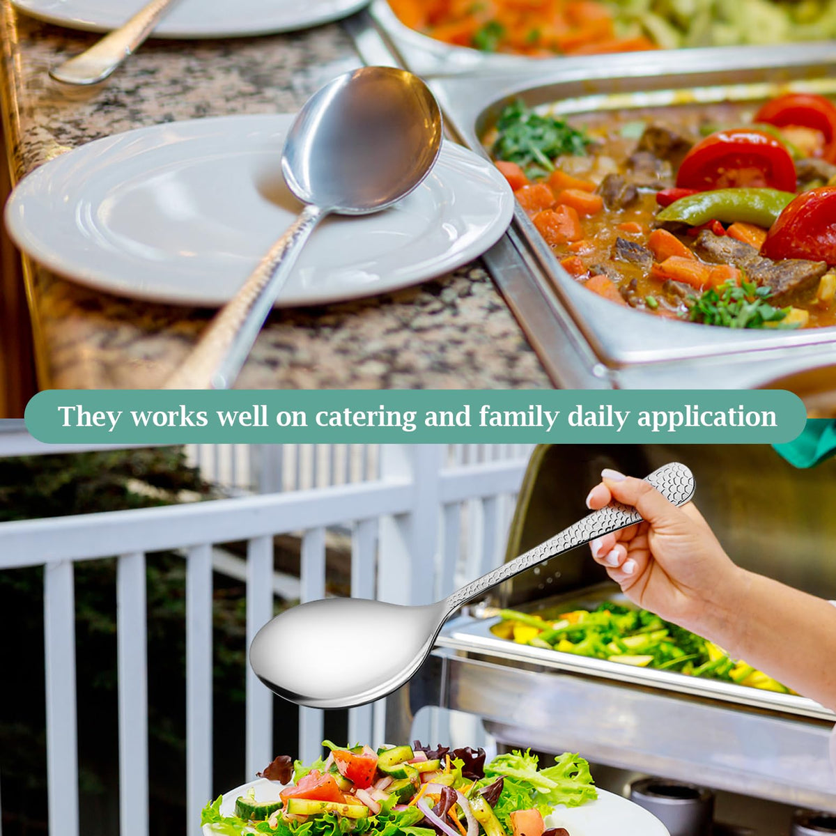 Teivio mirror polished stainless finish brightens the table