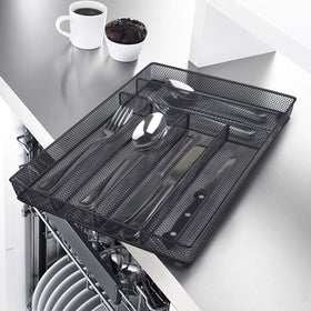 Teivio wire mesh storage tray highlights practical, space-saving design.