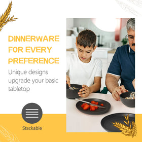 Teivio wheat straw cereal bowls in black, sturdy and dishwasher-safe