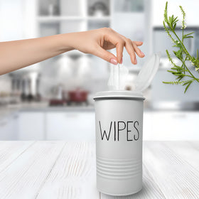 TEKHEUTEN steel with matte white finish offers durable, stylish wipe storage.