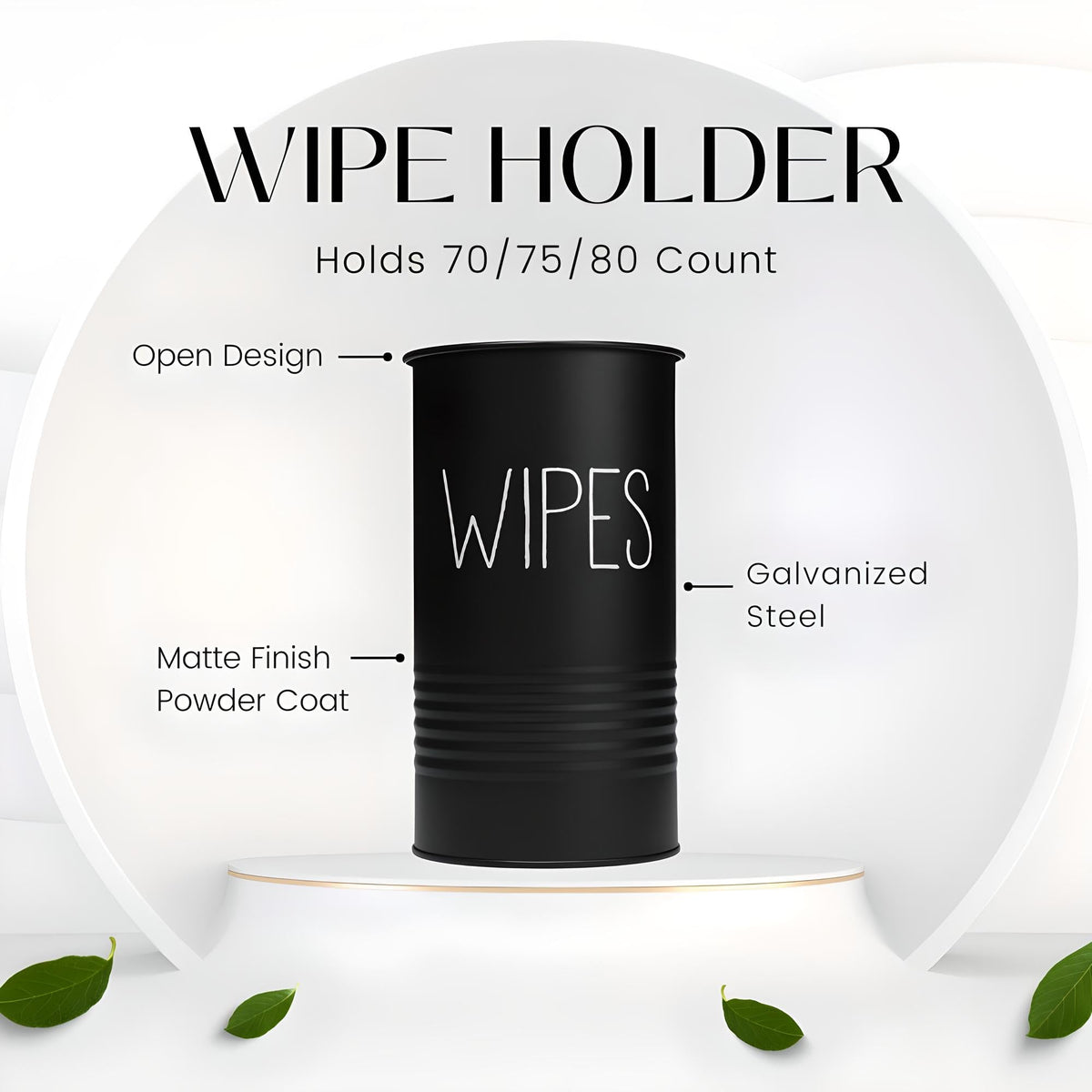 TEKHEUTEN matte black canister fits standard wipe containers for easy refills.