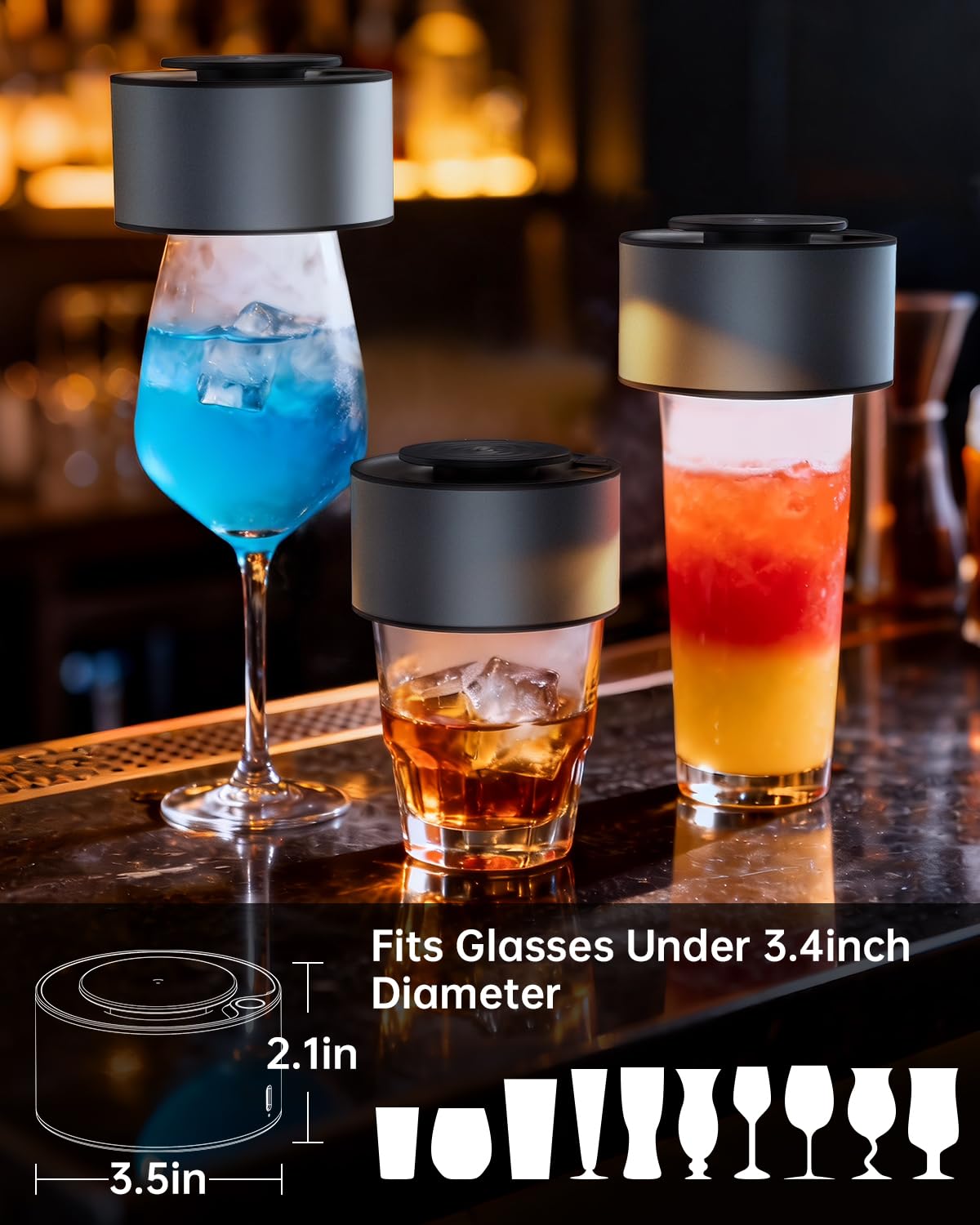 TELAVIT Bourbon Smoker Kit over glass demonstrates flameless infusion action.