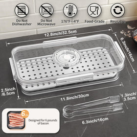 Tellshun bacon storage container showing date-setting lid for freshness tracking