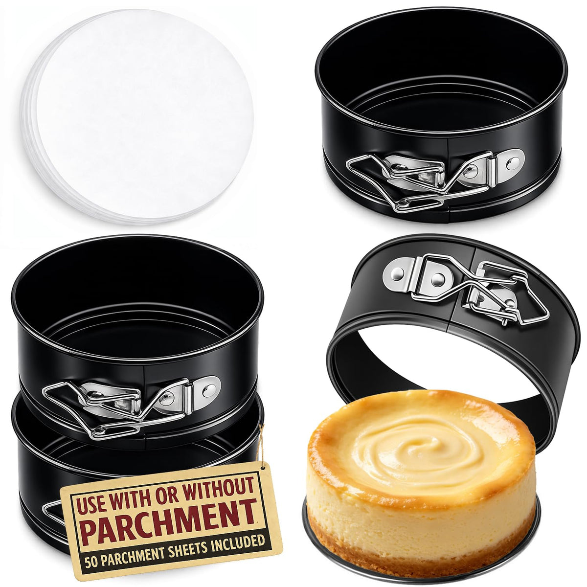 Tellshun mini 4-inch springform pan top view for precise mini cheesecakes