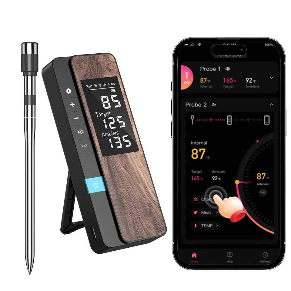 TEMMIO AI Smart Thermometer standalone display showing instant readings for precise cooking.