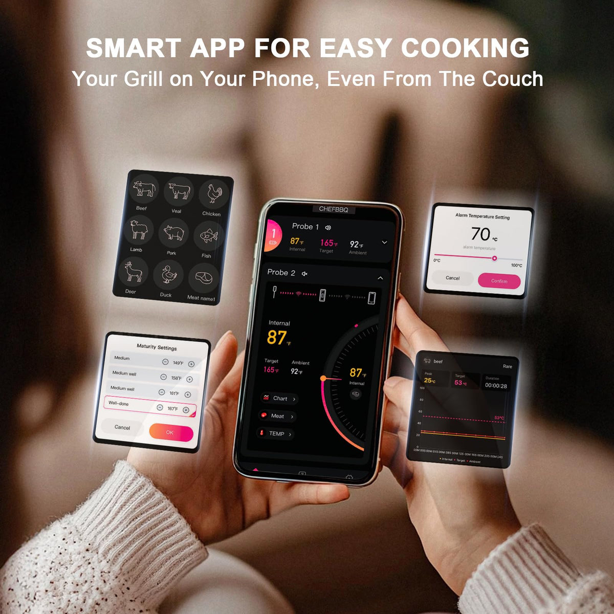 TEMMIO four-probe base tracks multiple dishes at once.