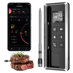 TEMMIO wireless thermometer with backlit display for easy reading in any light.
