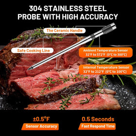 TEMMIO magnetic base keeps the unit securely attached to grills or ovens.