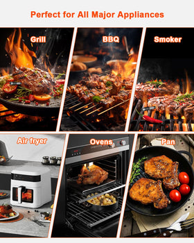 TEMMIO versatile cooking thermometer supports grilling, smoking, baking, and sous vide.