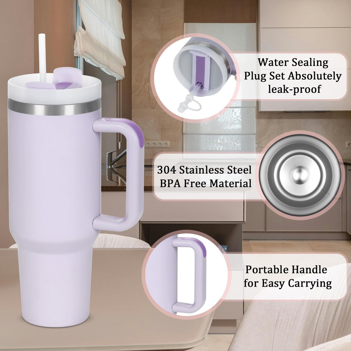 Temolulu 40oz tumbler with lid and straw for easy sipping on the go.