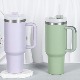 Temolulu 40oz tumbler in purple with handle, daily coffee or smoothie companion.