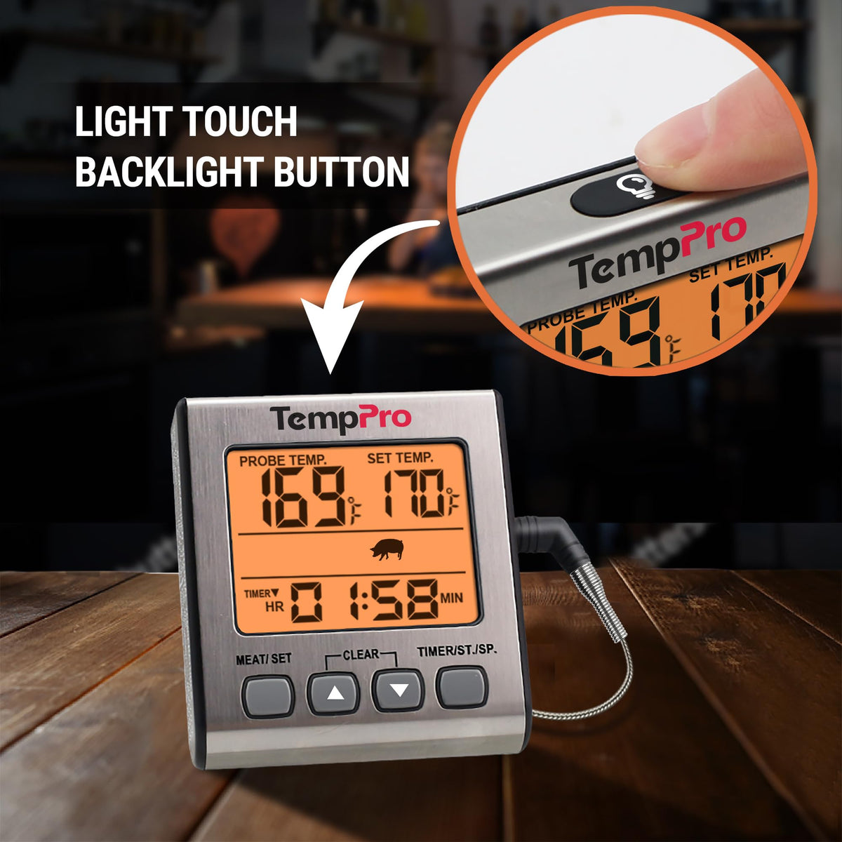 TempPro 40-inch heat-resistant cable allows flexible setup.