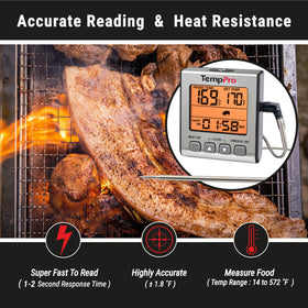 TempPro backlit display makes readings easy in low light.