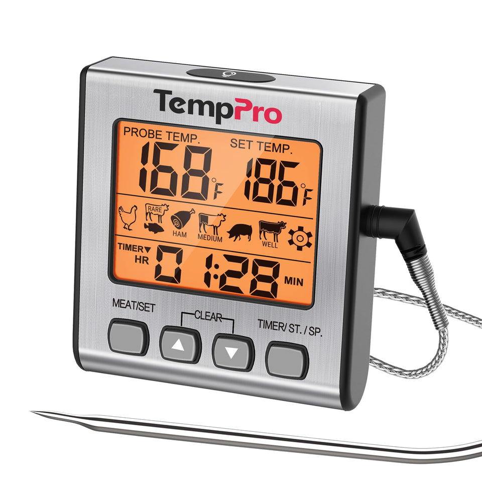 TempPro digital meat thermometer probe for precise grilling and roasting.
