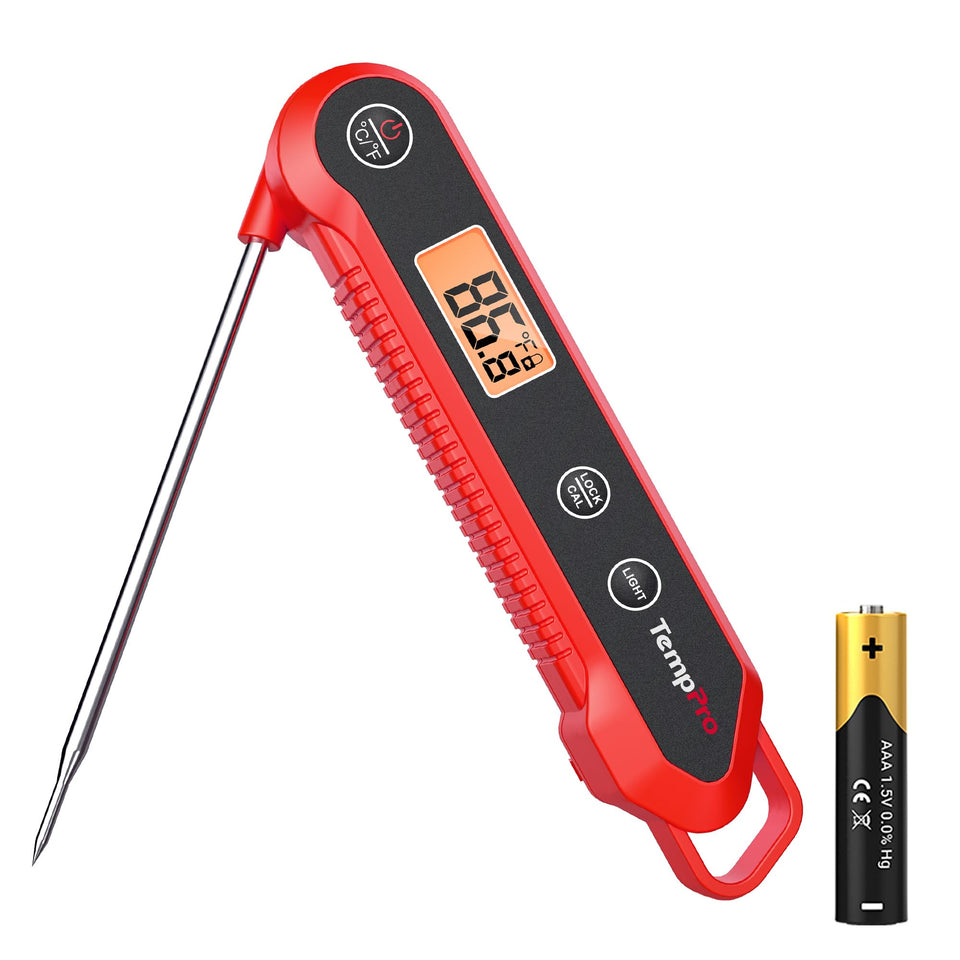 TempPro instant-read thermometer display for fast, accurate meat temperature.