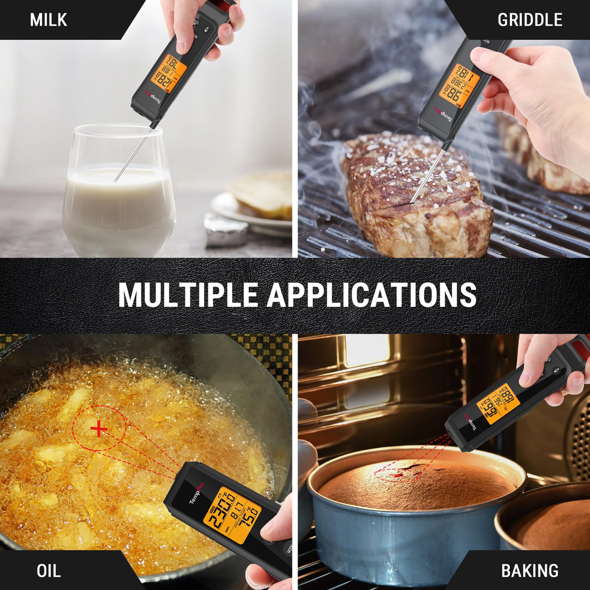 TempPro built-in magnet and hanging loop keep measuring tool handy.