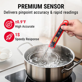 TempPro magnetic back keeps the thermometer within reach on the grill.