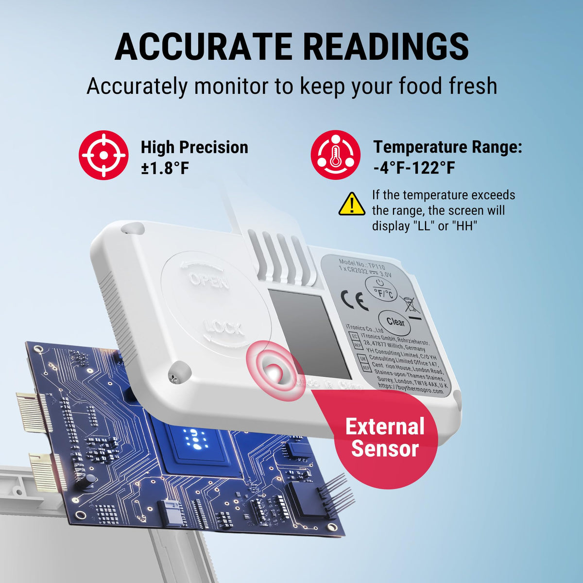 TempPro max/min recording tracks temperature fluctuations in your fridge