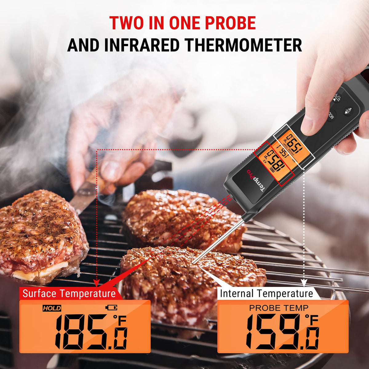 TempPro non-contact infrared surface scan for safe temperature checks.