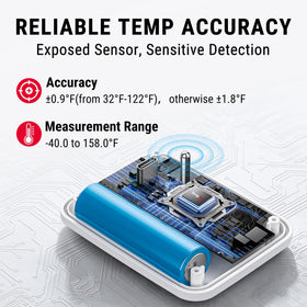 TempPro range diagram highlights up to 500 ft for flexible monitoring.