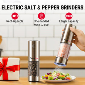 TempPro rechargeable design keeps seasoning ready without frequent battery changes.