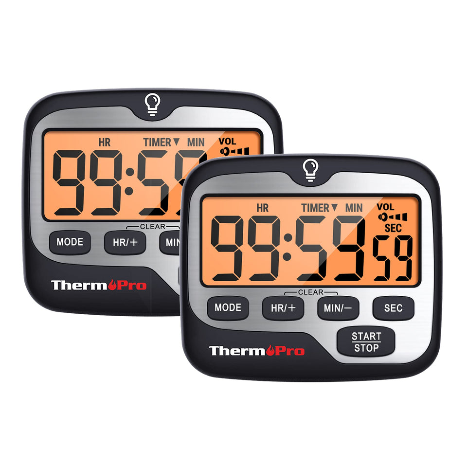TempPro TM01 count-up/countdown timer with magnetic back for kitchen timing