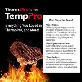 TempPro TP02S branding label reinforces trusted cookware accessory.