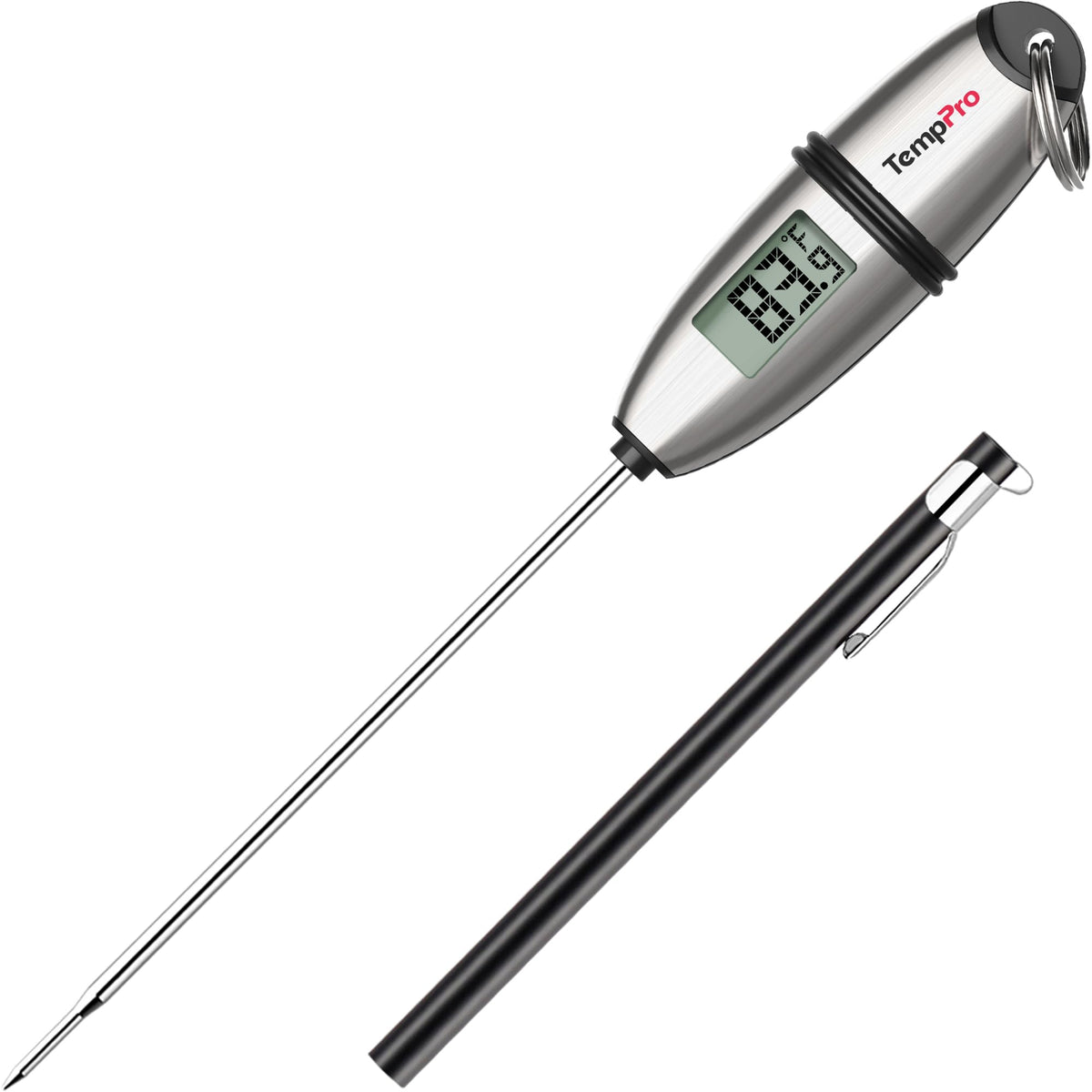 TempPro TP02S long probe in use for precise meat and bread temperature