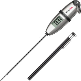 TempPro TP02S long probe in use for precise meat and bread temperature