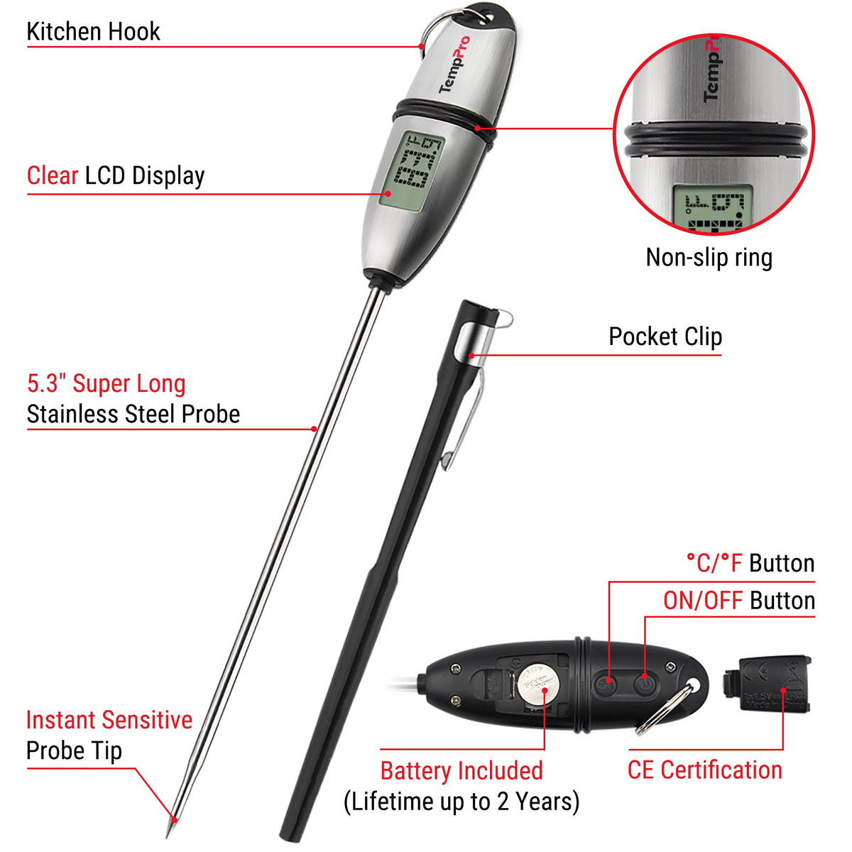 TempPro TP02S probe tip cover storage included and protected tip.