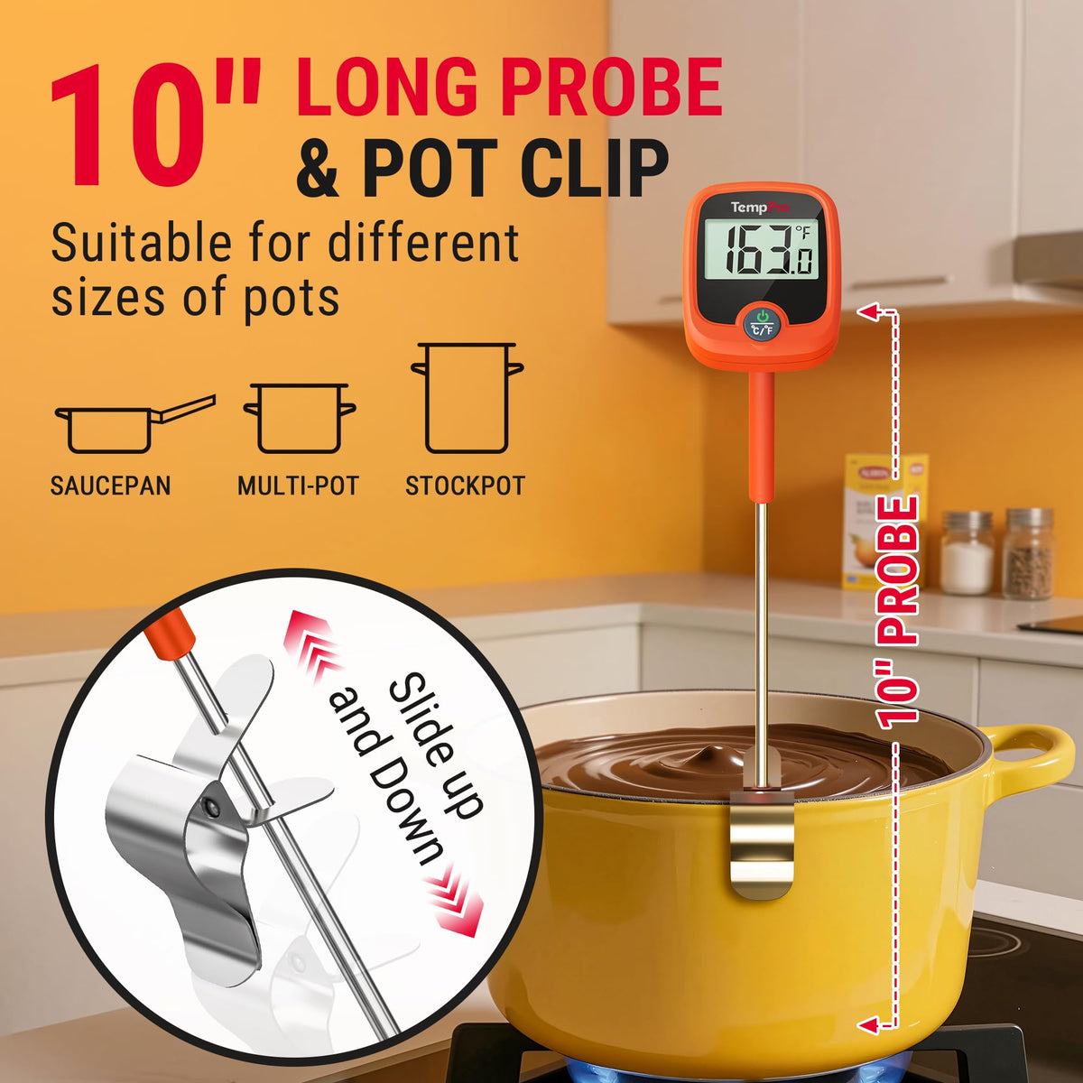 TempPro TP509 broad range thermometer for candy, oil, and syrup