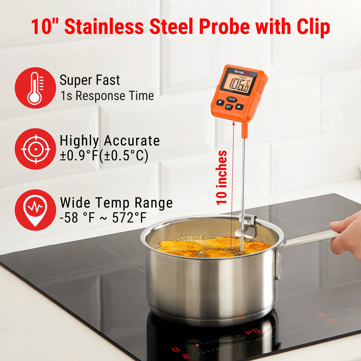 TempPro TP511 backlit display readable in dim kitchen lighting
