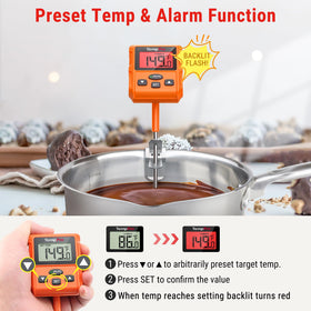 TempPro TP511 pan clip securely holds the thermometer during frying