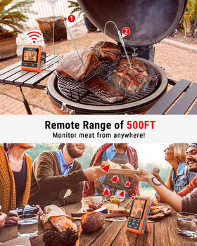 TempPro TP826 dual probes enable precise meat and ambient temperature tracking.