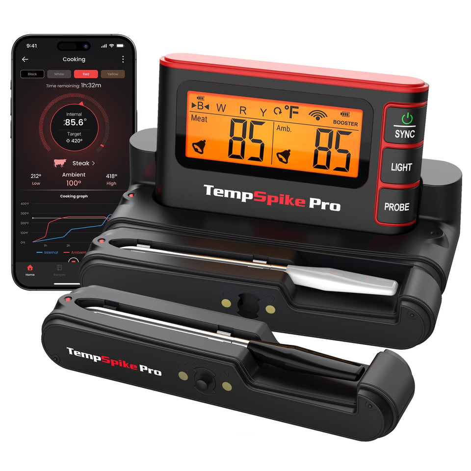 TempSpike Pro booster base display shows real-time temperatures for easy monitoring.