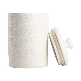 10 Strawberry Street large embossed canister demonstrates durable ceramic finish and capacity.