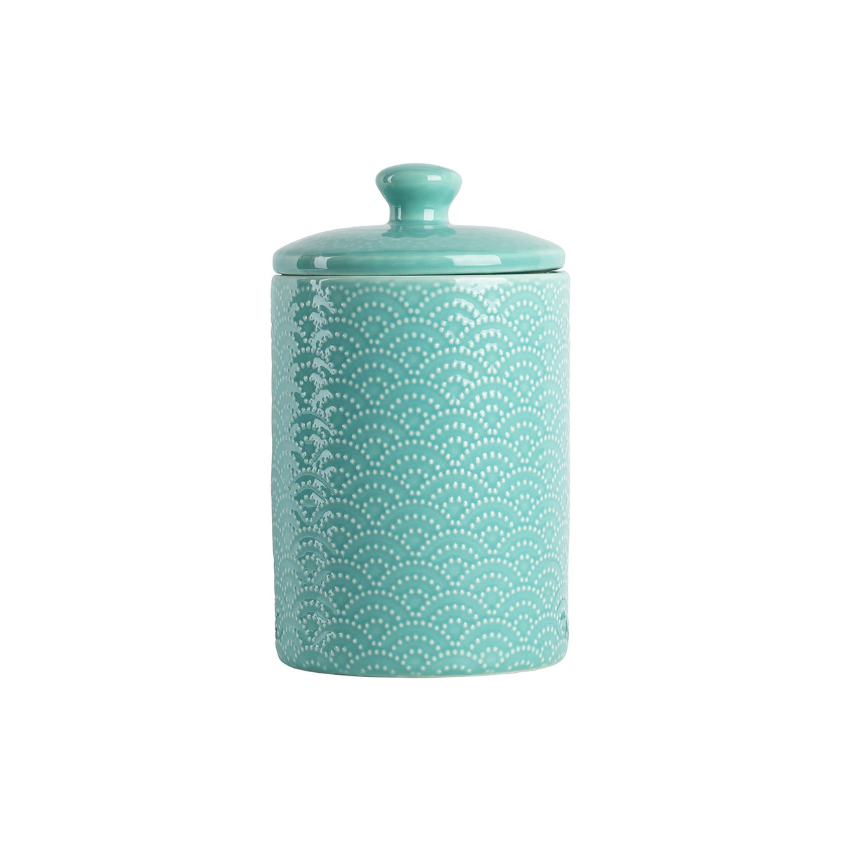 Close-up of Tide Blue embossed pattern adds coastal texture to kitchen decor.