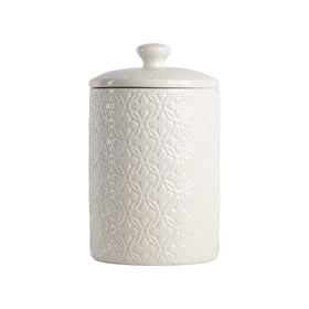 10 Strawberry Street Hampton White embossed lid with knob adds easy access.