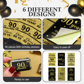 Tenare 90th birthday wrappers on goodie bags create a coordinated look.
