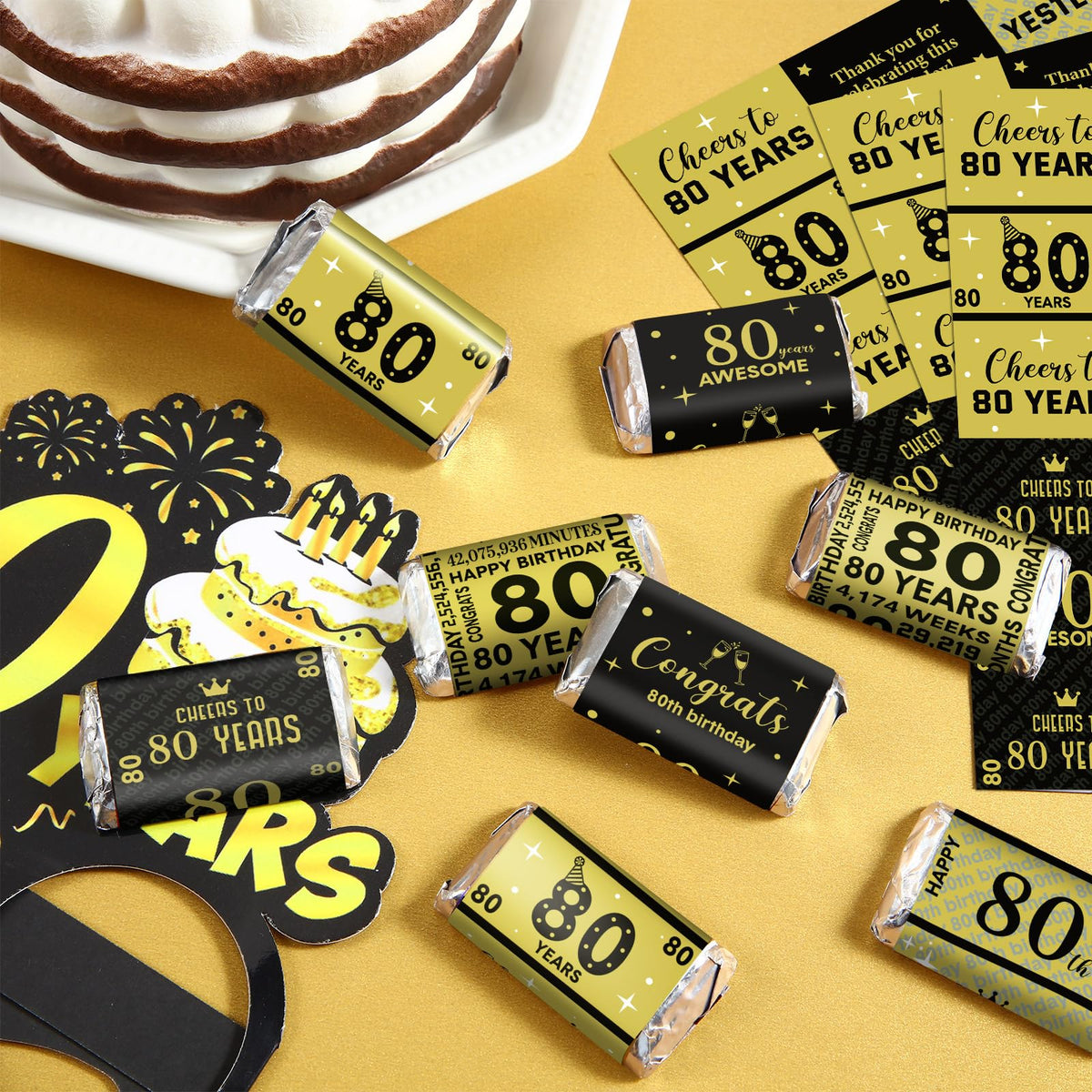 Tenare congrats 80th birthday labels for classy decorations