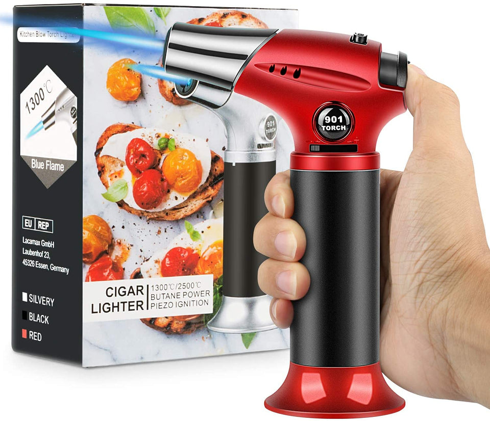 Tencoz blow torch with flame control for precise browning and caramelizing
